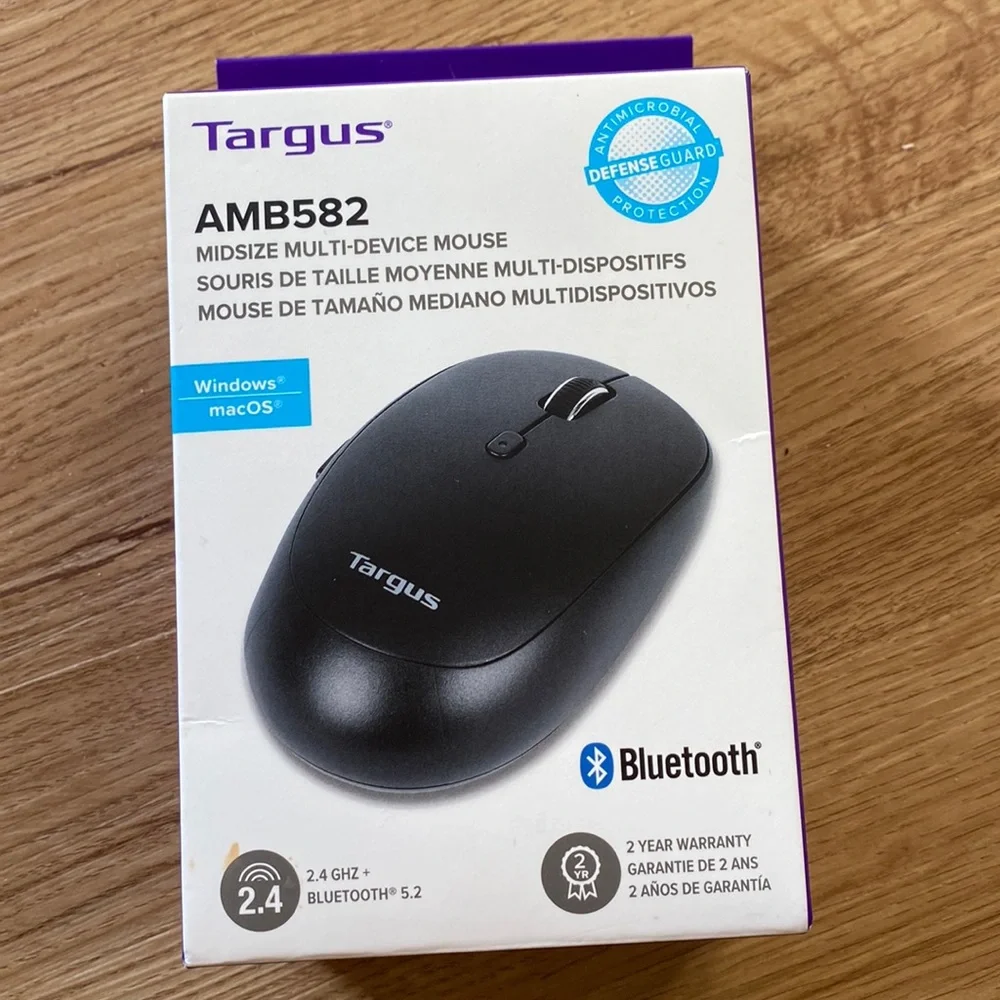Targus Midsize Comfort Multi-Device Antimicrobial Wireless Mouse AMB582GL NEW